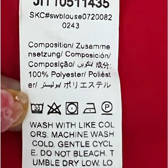 Shein Red Long Sleeve Lacy Gathered Cuffs Top - Picture 5 of 5